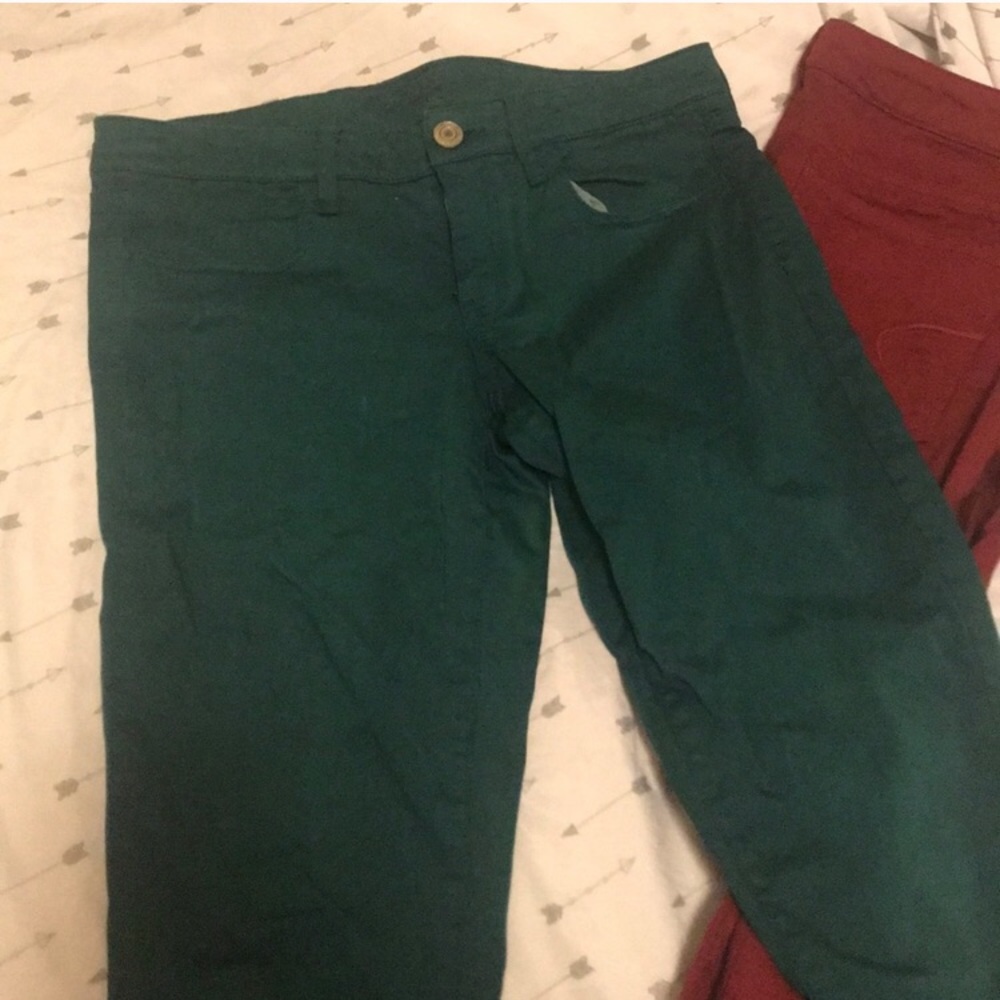 American Eagle Teal & Maroon Jeggings 10